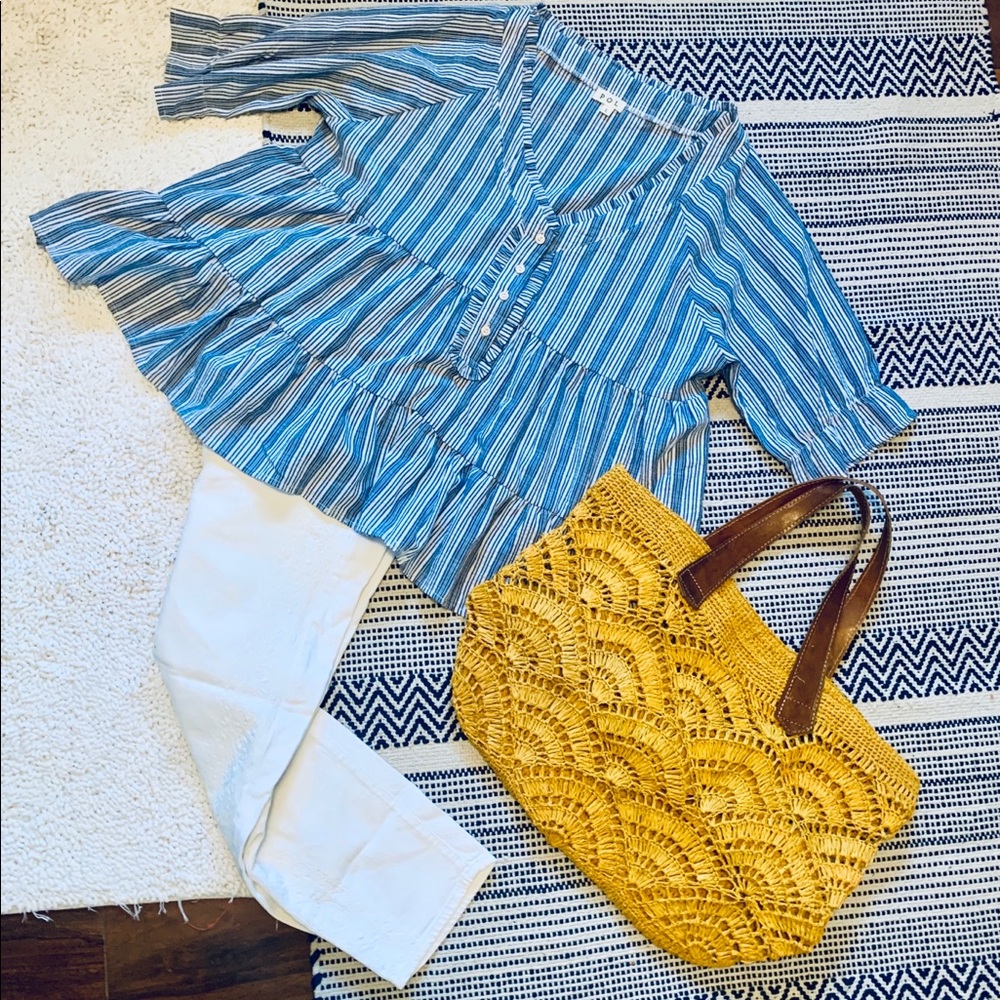 Blue & White Stripe Top